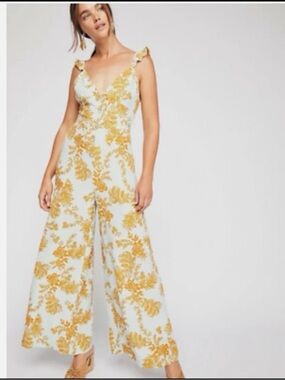 Free people Floral Wide-Leg Jumpsuit